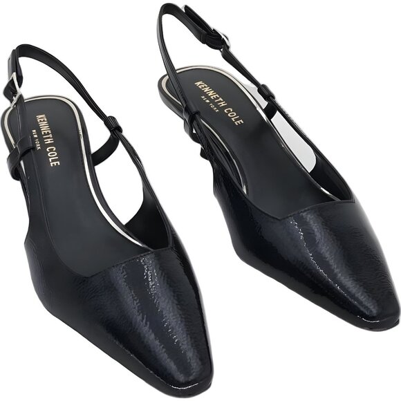 Kenneth Cole New York Black Patent Polyurethane Slingback Pumps Women's US 10M - Picture 1 of 6